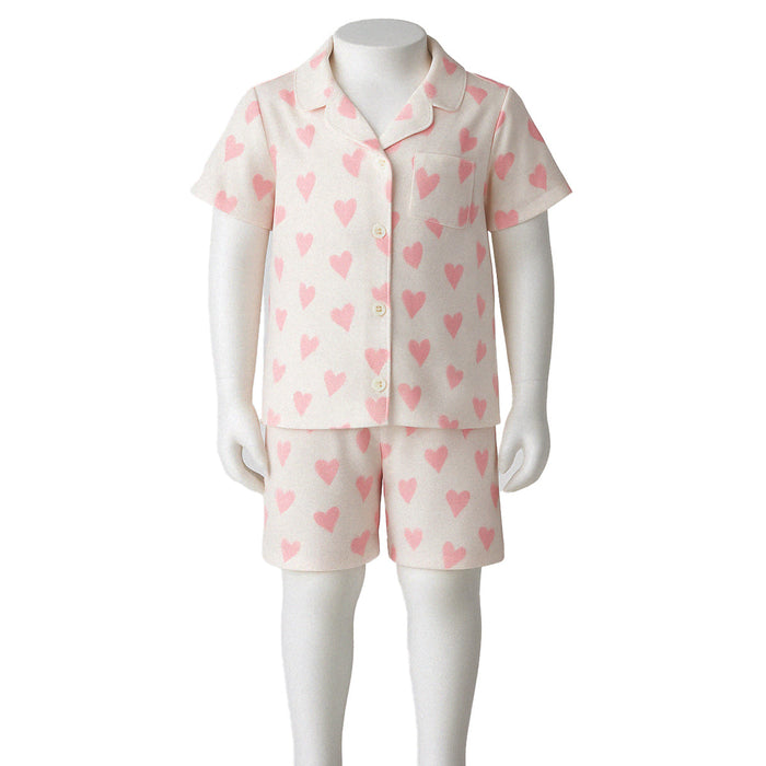 Cordate Print Snug Fit Pajama Set With Short Sleeve Pattern