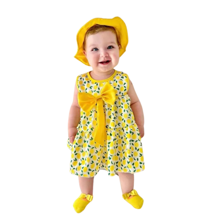 Printed Pattern Dress With Matching Hat And Shoes