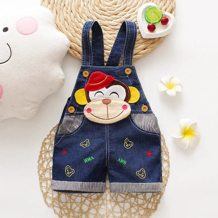 Cartoon Pattern Pattern Denim Overalls For Toddlers