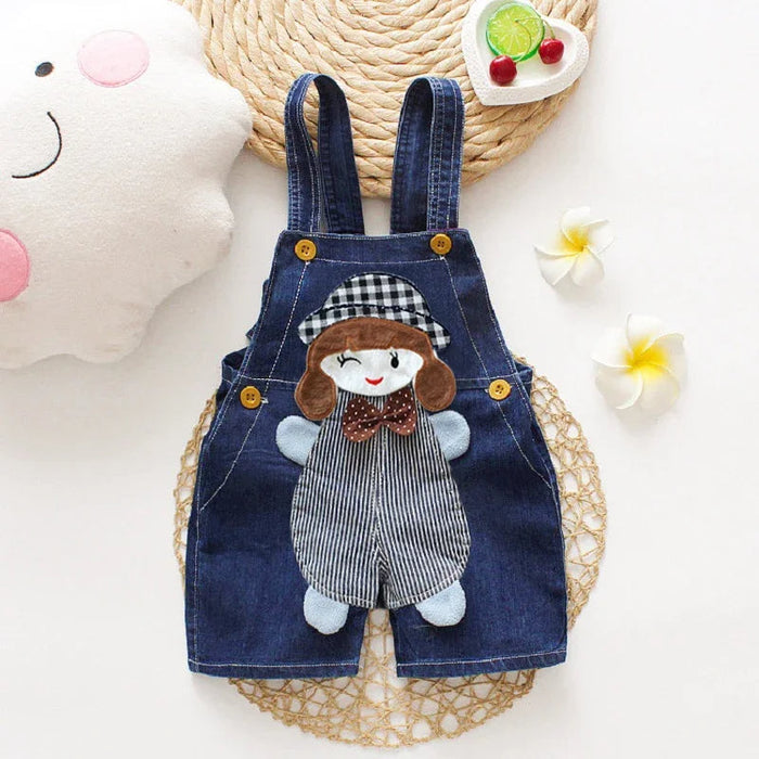 Cartoon Pattern Pattern Denim Overalls For Toddlers
