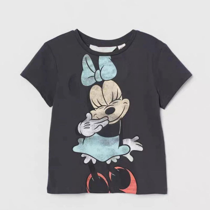 Mickey Minnie Casual Short Sleeve Printed T shirt