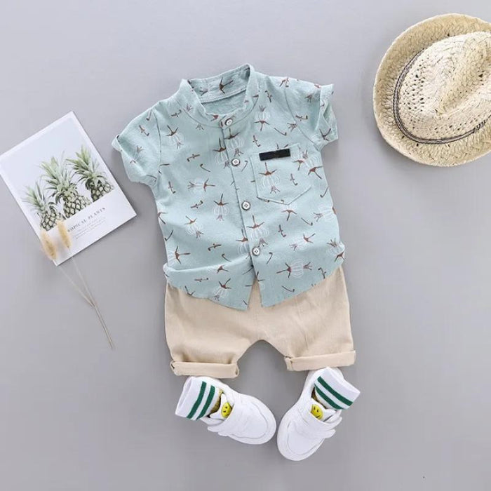 Charming Seaside Inspired Shirt And Shorts Set