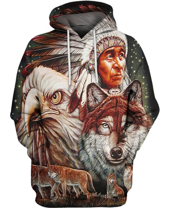 Children Eagle And Tiger Printed Hoodie