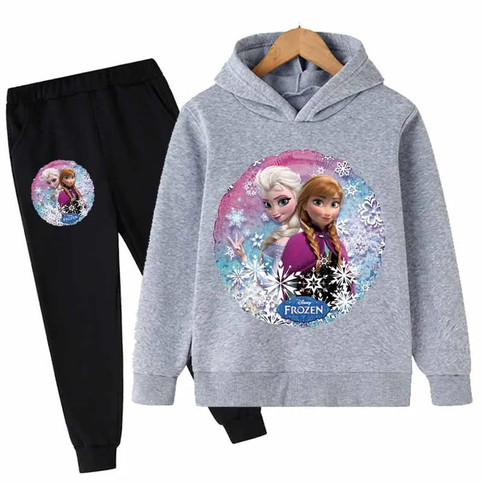 Elsa And Anna Printed Hoodie And Pant Set