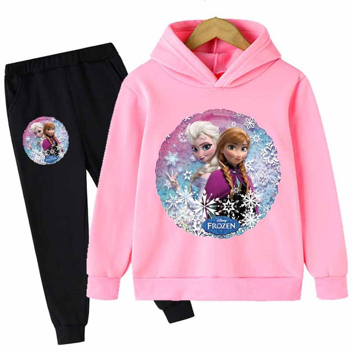 Elsa And Anna Printed Hoodie And Pant Set