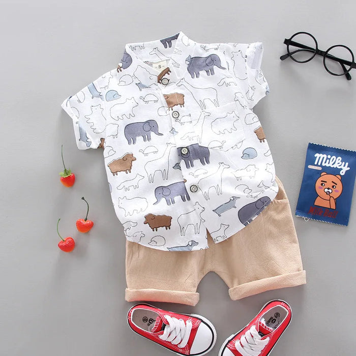 Animals Printed Shirt And Shorts