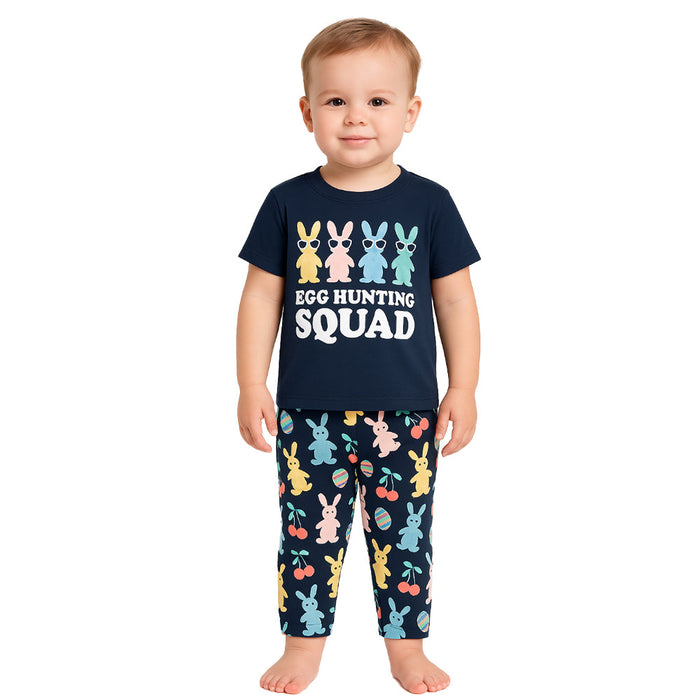 Egg Hunting Graphic Pajama Set With Snug Fit