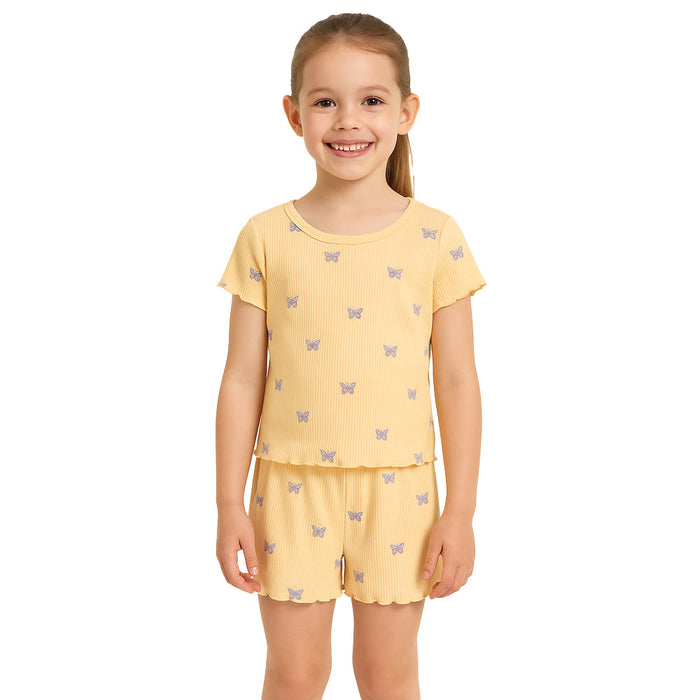 Colorful Art Print Pajama Set Of Top And Shorts