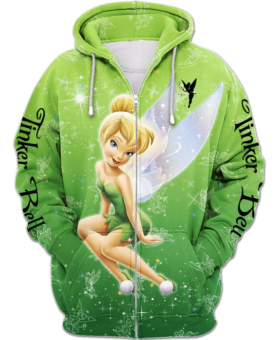 Children Green Tinker Bell Zip Up Hoodie