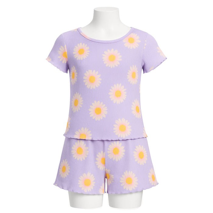 Colorful Art Print Pajama Set Of Top And Shorts
