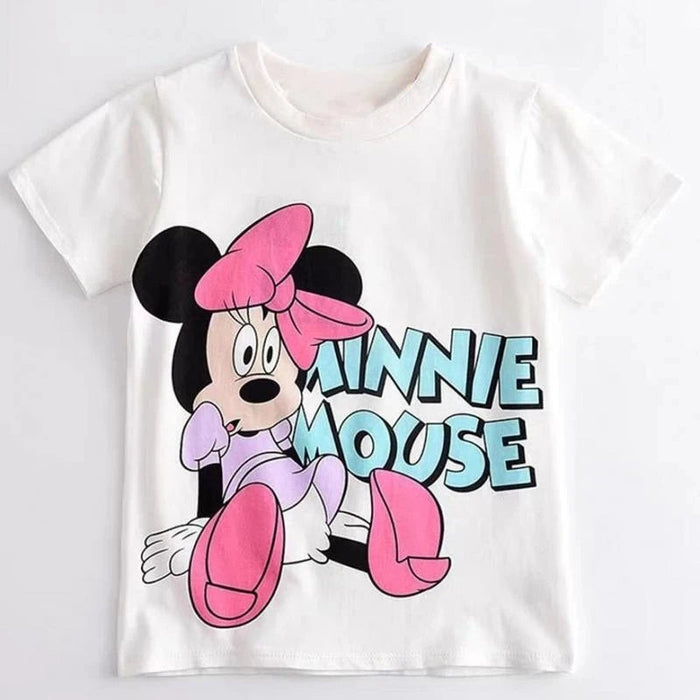 Mickey Cartoon Patterned Short Sleeve Tops