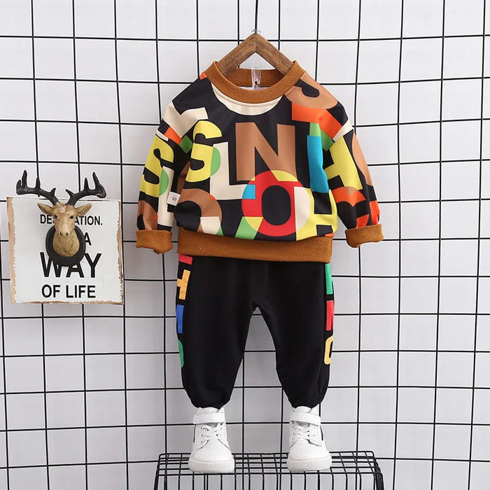 Abstract Art Sweatshirt Pants Set For Children