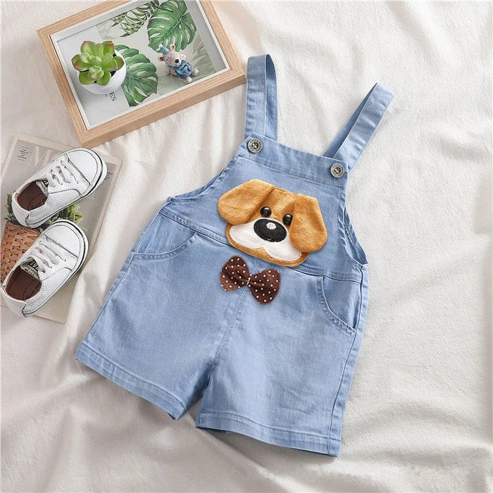 Summer Denim Bear Overalls For Toddlers