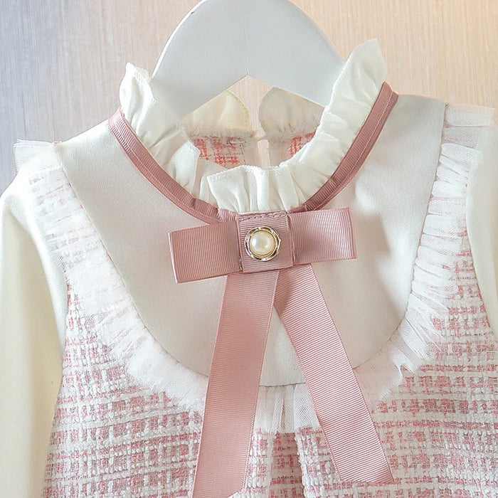 Vintage Toddler Dress With Contrast Collar And Bow