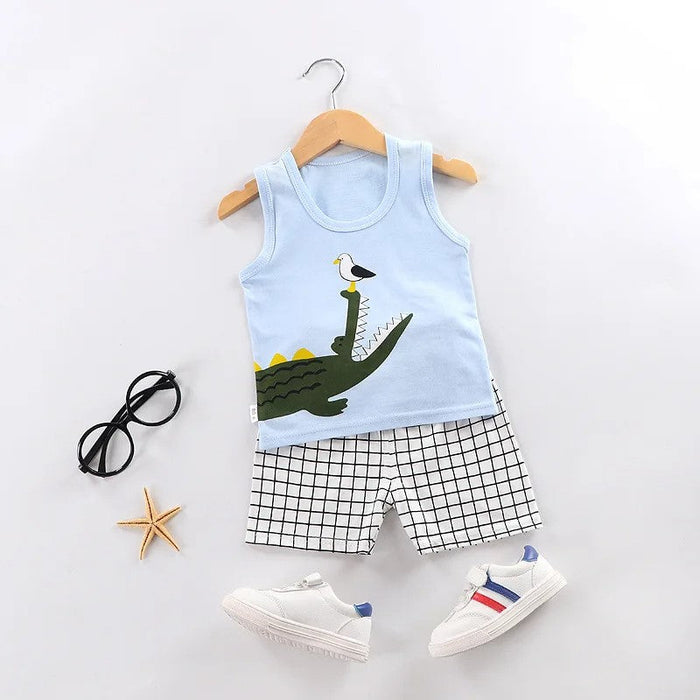 Visual Print Tank Top And Shorts Set