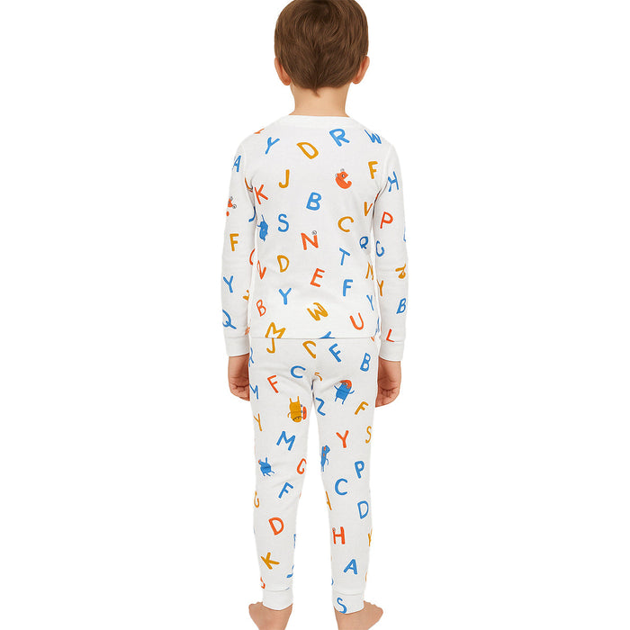 4 Piece Snug Fit Pajama Set With Long Sleeve Tees And Pants