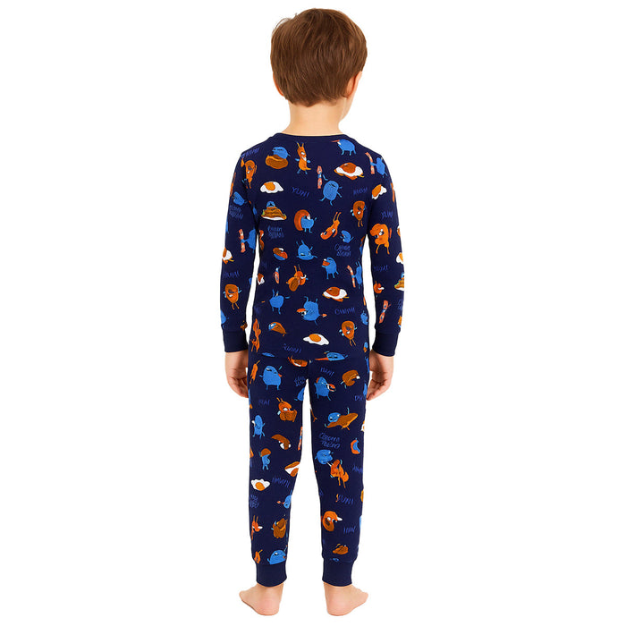 4 Piece Snug Fit Pajama Set With Long Sleeve Tees And Pants