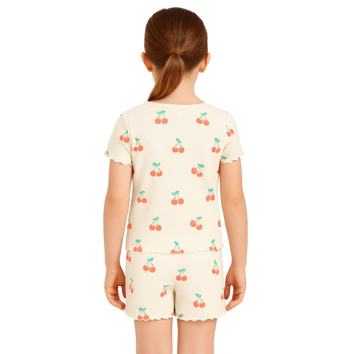 Colorful Art Print Pajama Set Of Top And Shorts