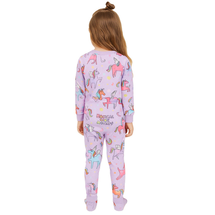 Bunny And Floral Snug Fit Pajama Set For Lounging