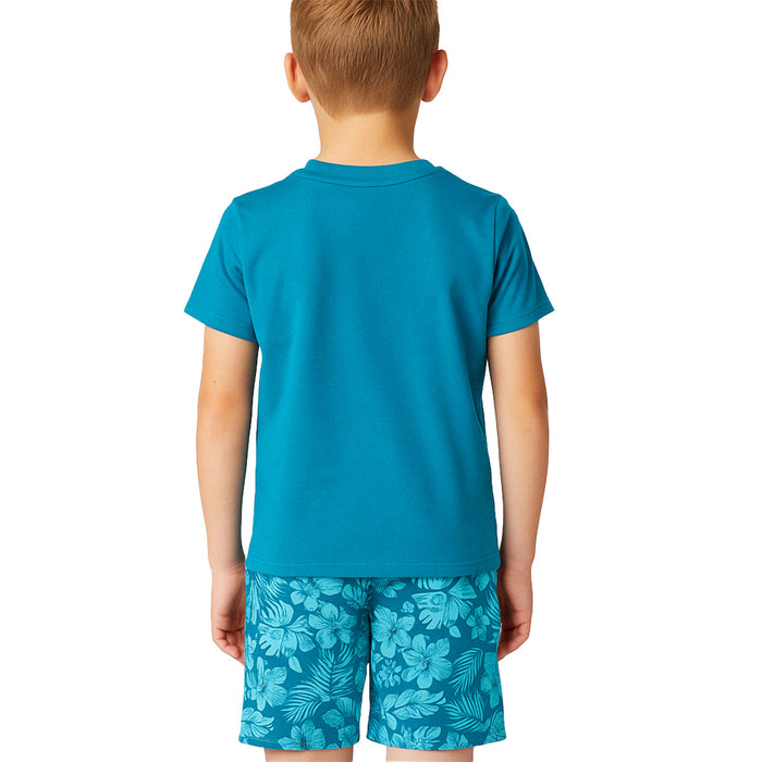 Tropical Print Henley Pajama Set With Lightweight And Flame Resistant Design