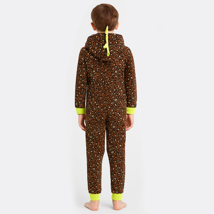 One Piece Printed Microfleece Hooded Union Pajama Suit