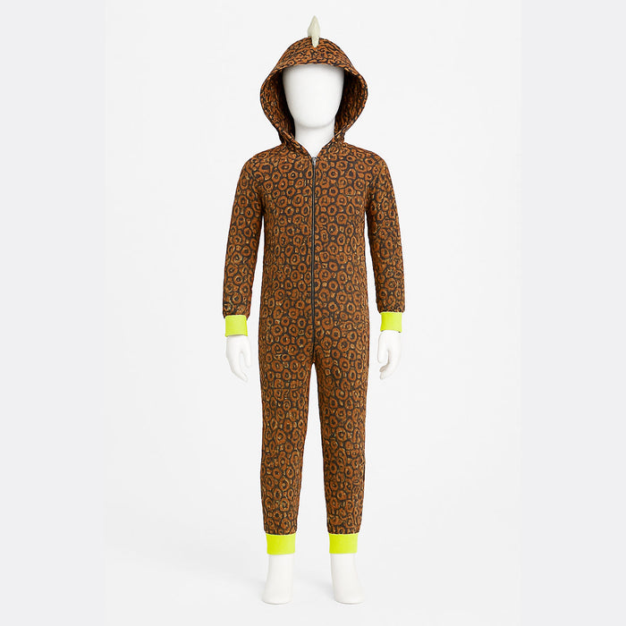 One Piece Printed Microfleece Hooded Union Pajama Suit