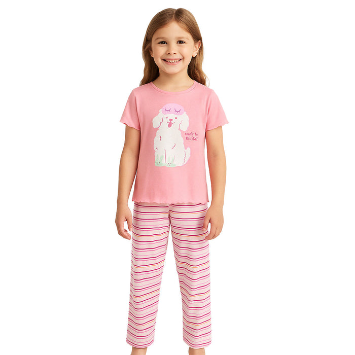 Two Piece Soft Jersey Printed Pajama Set With Stretchable Fabric