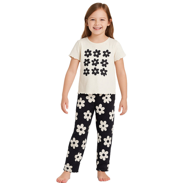 Two Piece Soft Jersey Printed Pajama Set With Stretchable Fabric