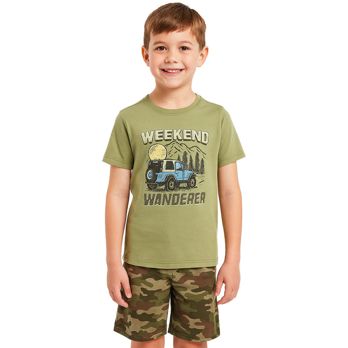 2 Piece Short Sleeve And Lightweight Graphic Tee And Shorts Set
