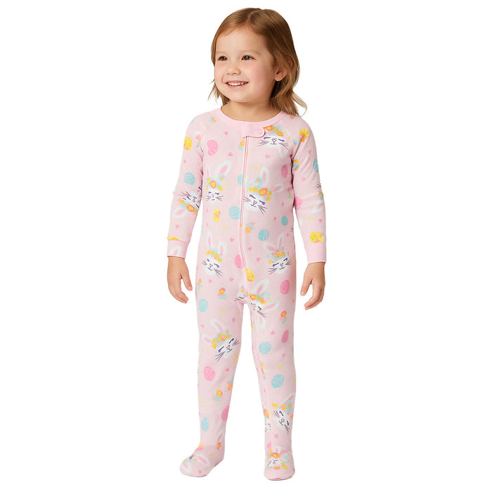Bunny And Floral Snug Fit Pajama Set For Lounging