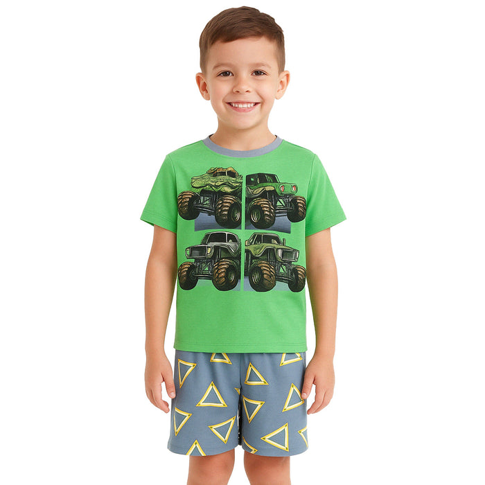 2 Piece Graphic Print Pajama Set Tee And Shorts For Warm Nights