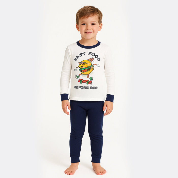 4 Piece Kids Pajama Set With Stripes And Dinosaur Prints