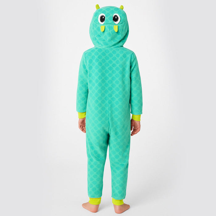 One Piece Printed Microfleece Hooded Union Pajama Suit