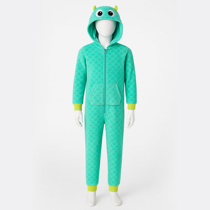 One Piece Printed Microfleece Hooded Union Pajama Suit
