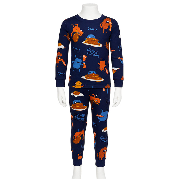 4 Piece Snug Fit Pajama Set With Long Sleeve Tees And Pants