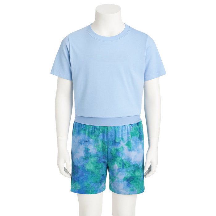 Sporty And Lightweight 2 Piece Graphic Tee And Shorts Pajama Set