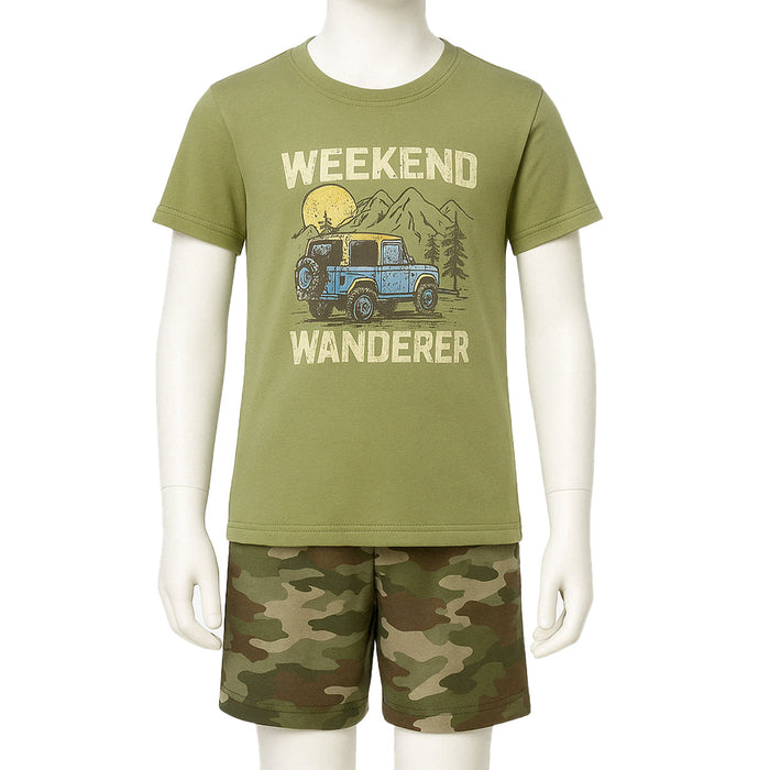 2 Piece Short Sleeve And Lightweight Graphic Tee And Shorts Set