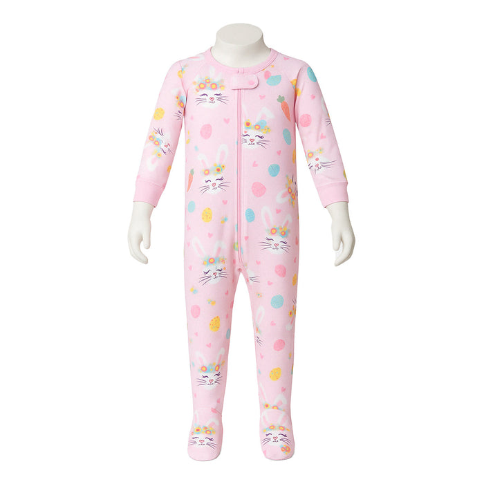 Bunny And Floral Snug Fit Pajama Set For Lounging