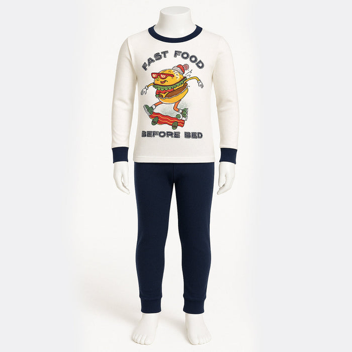 4 Piece Kids Pajama Set With Stripes And Dinosaur Prints